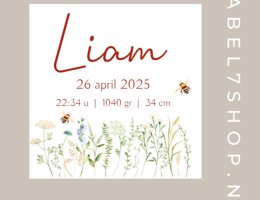 geboorte tegeltje wild flowers